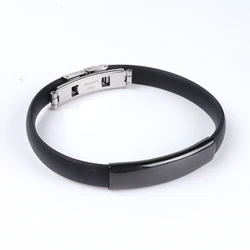 2024 Korean Style Wristband Black Punk Rubber Silicone Stainless Steel Men Wumen Bracelets Bangles Pulseras Hombre Caucho