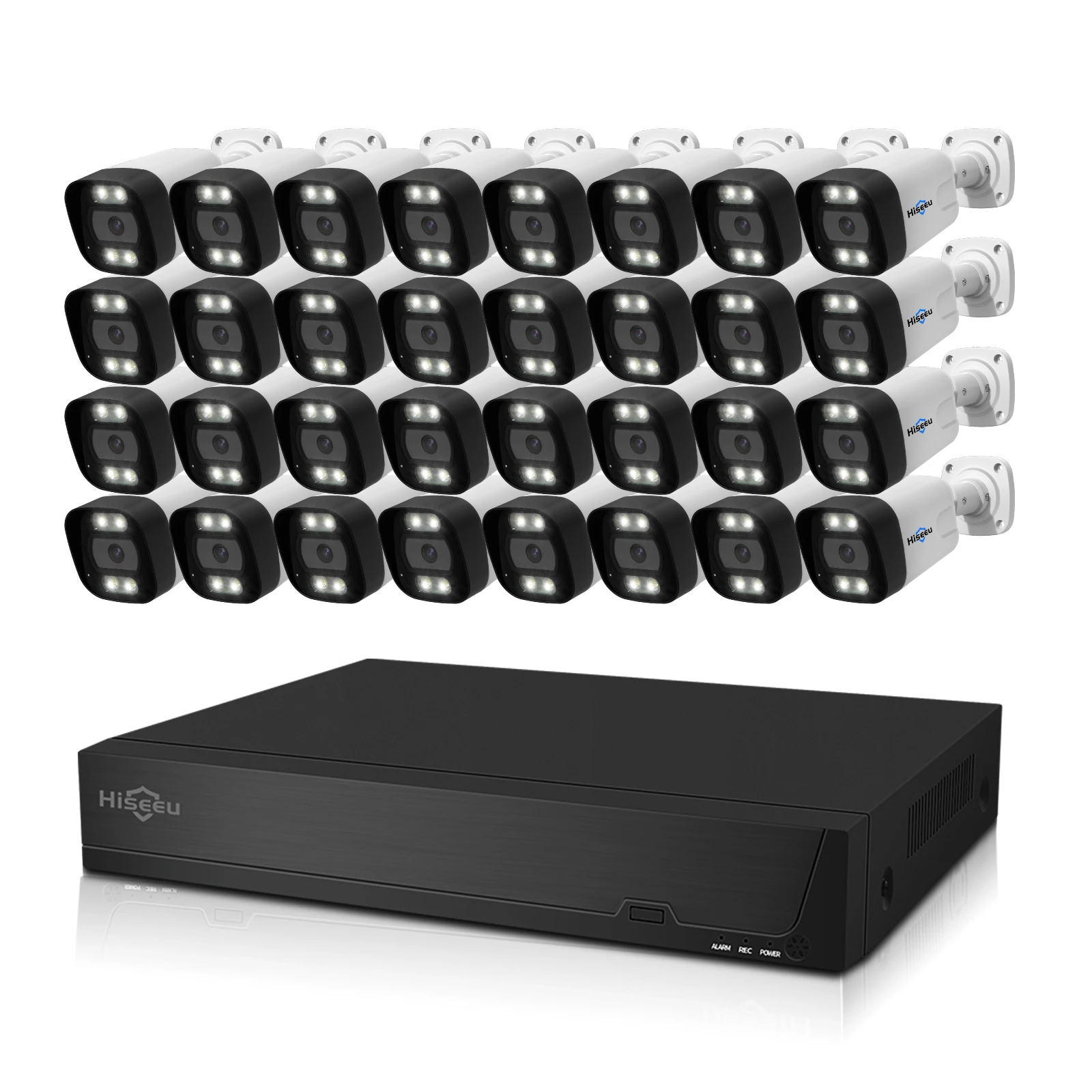 

Hiseeu 4K 8MP H265 NVR Set Цветная система ночного видения POE 4K Система камер безопасности 32-канальный комплект H.265 Poe Nvr
