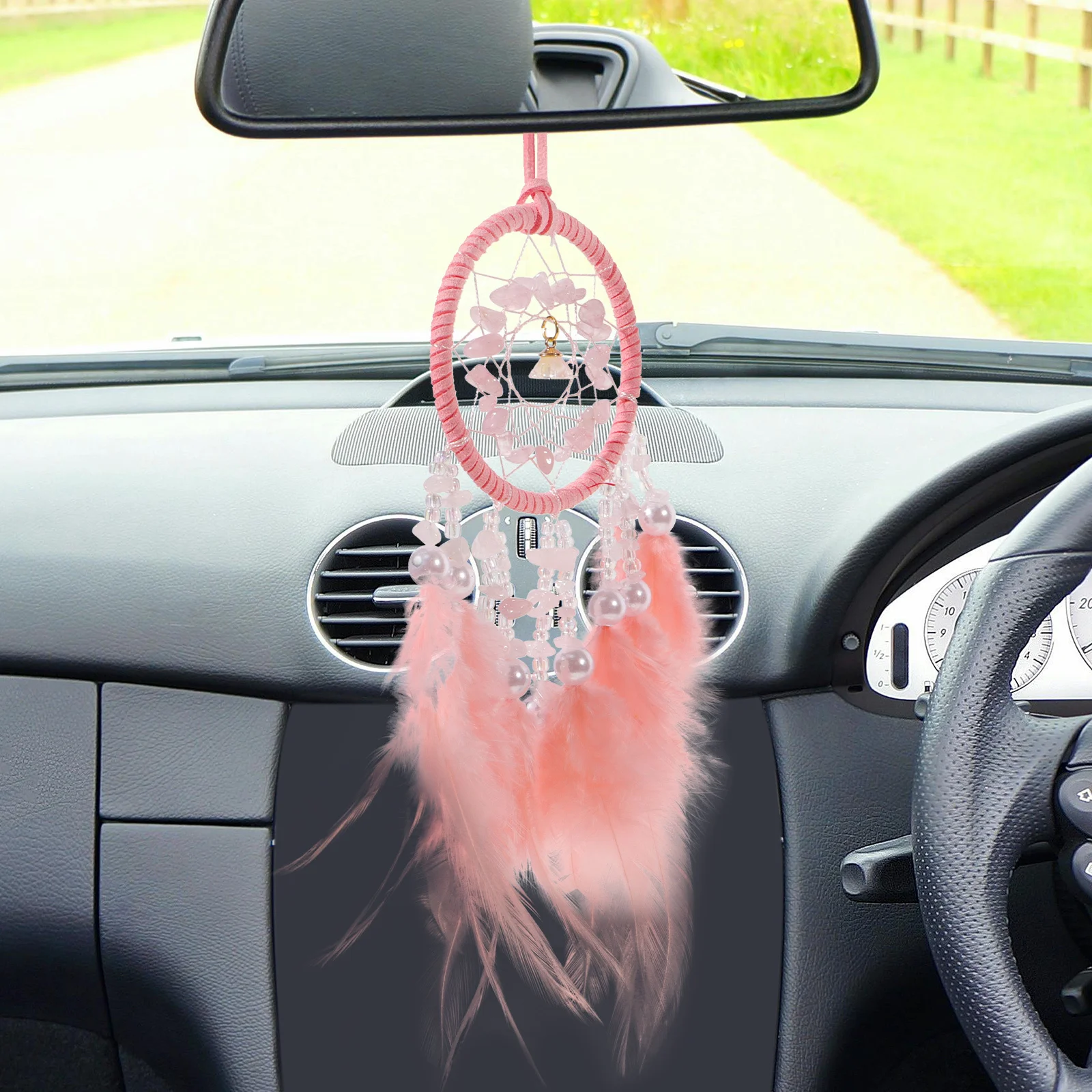 

Crystal Stone Car Pendant Dream Catcher Elegant Luxury Interior Rearview Mirror Hanging Accessories Dream Catcher for Car