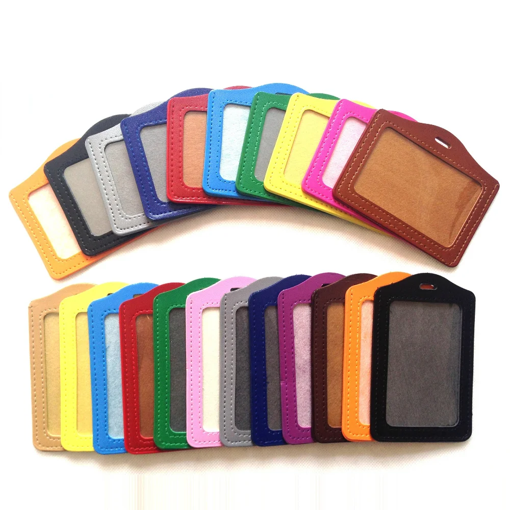 Colorful Transparent Retractable Badge Reel, ID Card Clip, PU ID Card Holder for Office Work Badge Supplies
