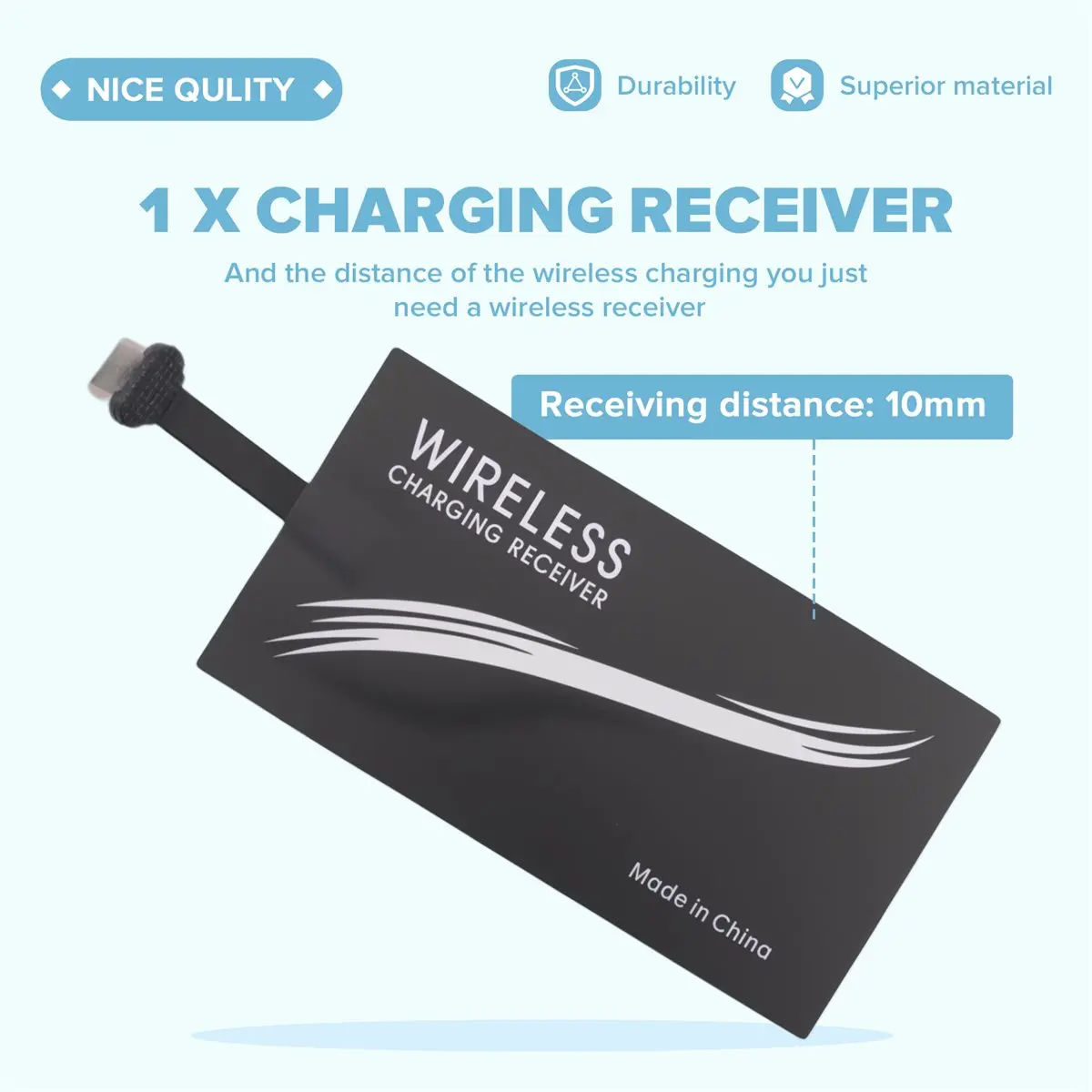 （Gift Idea）Wireless Charger Type-C Universal Charging Receiver for P20 Pro P10 Plus Mi8 Mi6 for USB Type C