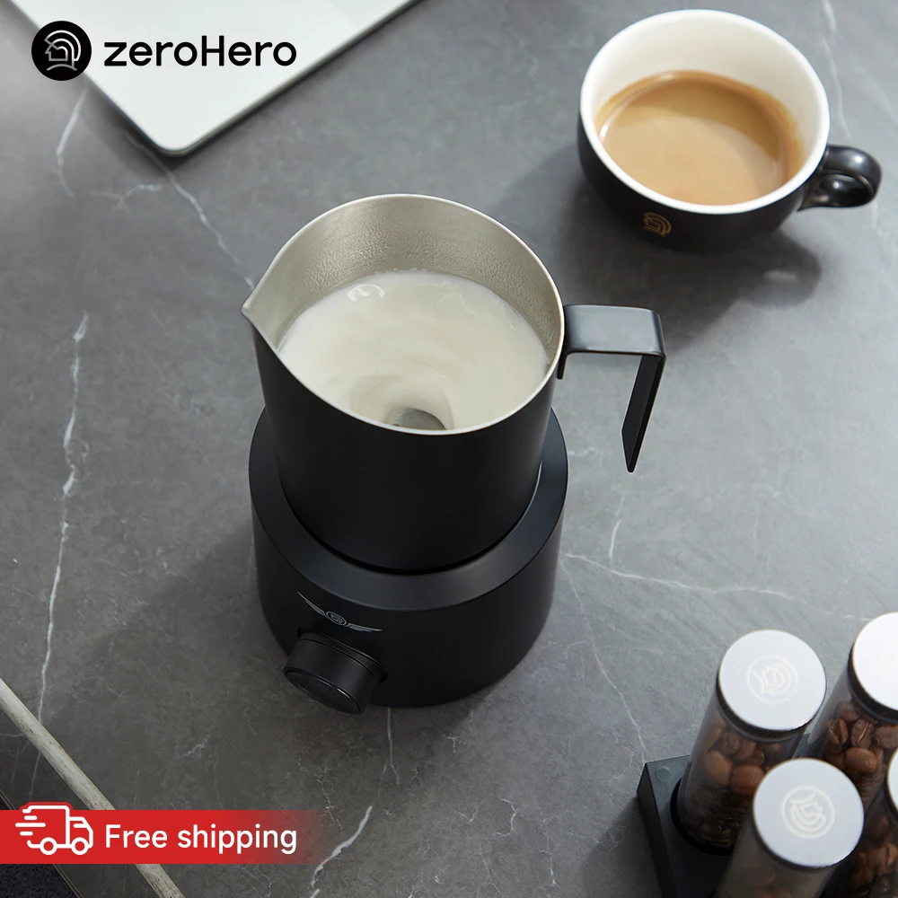 zeroHero Lark Milk Frother 5 Mode LED Knob Hot Cold Foam 304 Steel for Home Office Barista Cappuccino Latte Art Brewing Tools
