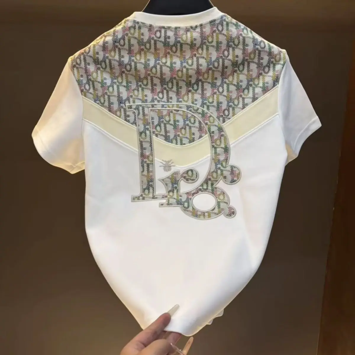 

Men's Trend New 2025 Casual Fashion Letter Splicing Short Sleeve Versatile Crew Neck Embroidered T-Shirt