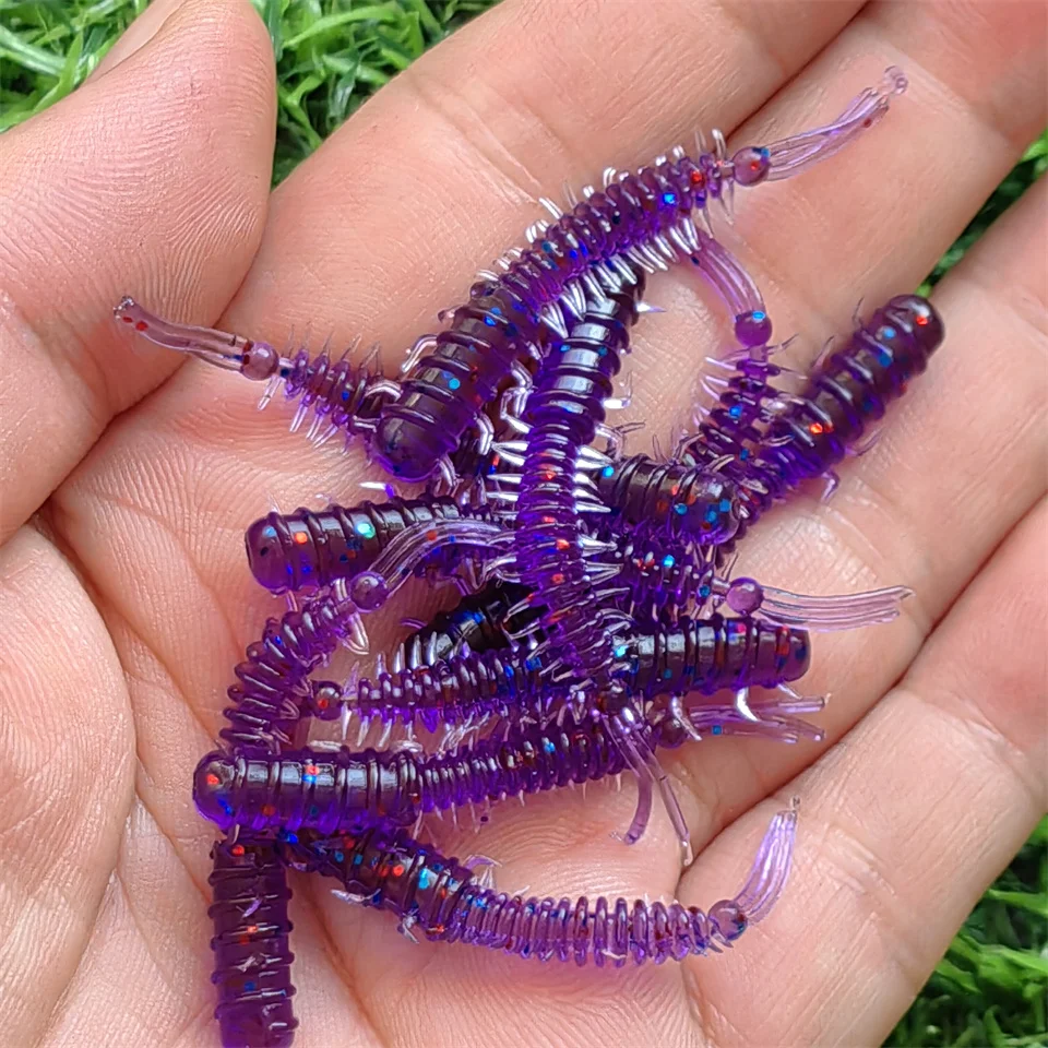 MUKUN Wurmköder, 10 Stück, Mini-Köder, 45 mm, 0,4 g, weicher Silikonköder, künstliche Larve-Gummi-Köder, Wobbler, Bass-Angelköder – Detail 6