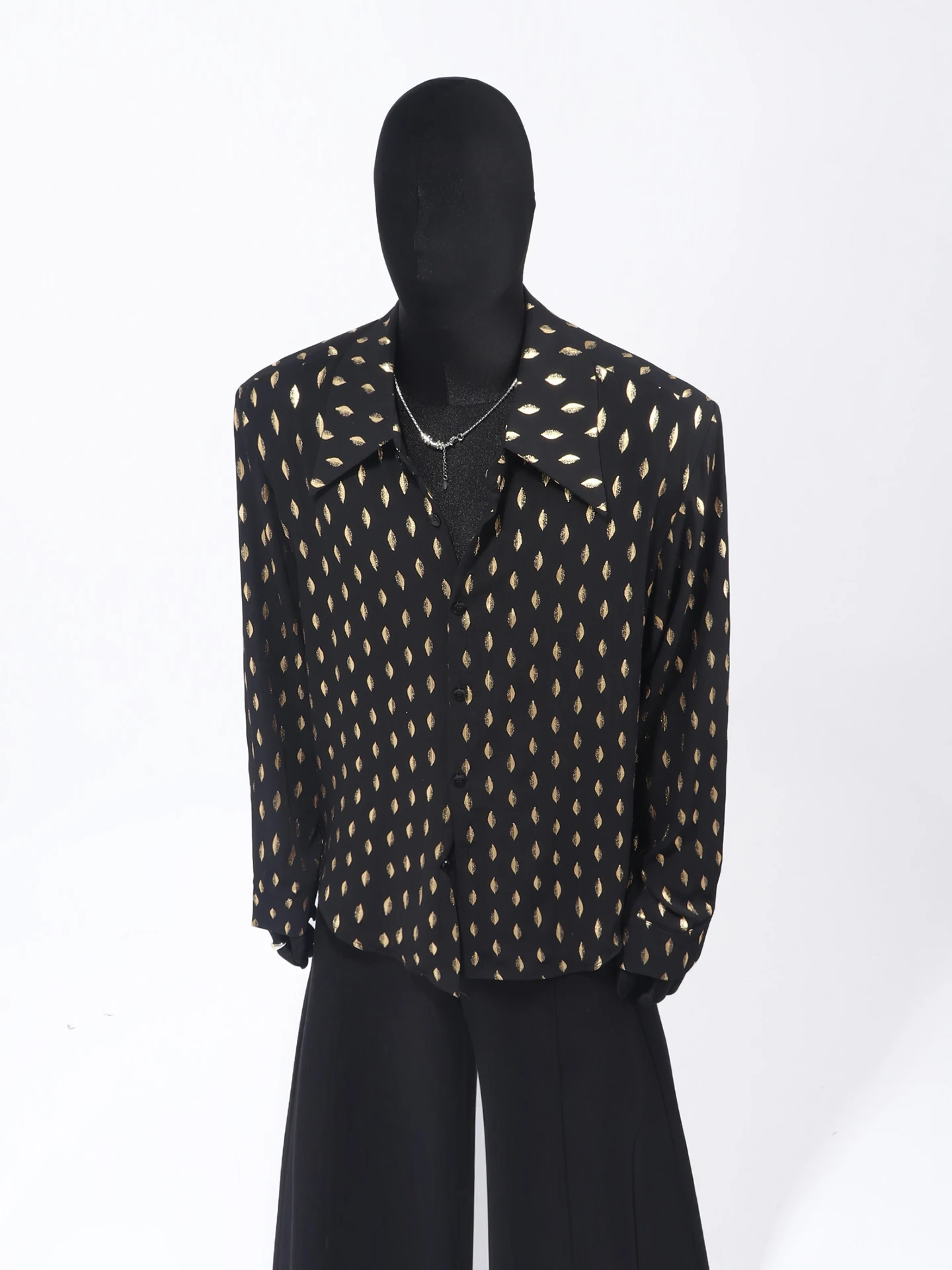 2025 Summer New Fashion High-end Gold Stamping Printed Shirt Stylish Men's Loose Casual Long Sleeve Design Shirt