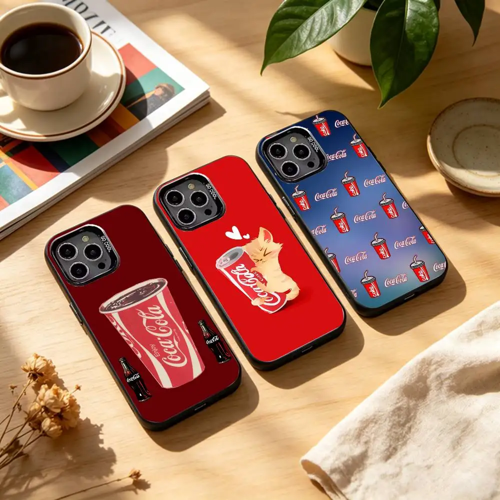Hot C-Coca D-Drinks C-Cola  Phone Case For iPhone17,16,15,14,13,12,11 Plus,Pro Max Black Candy silver phone case