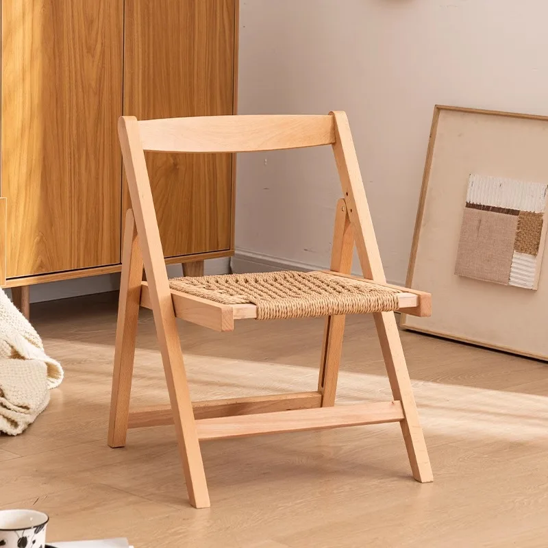 

Складной стул со спинкой из массива дерева и ротанга, портативный компактный стул для дома и улицы, современное сиденье для столовой для кемпинга