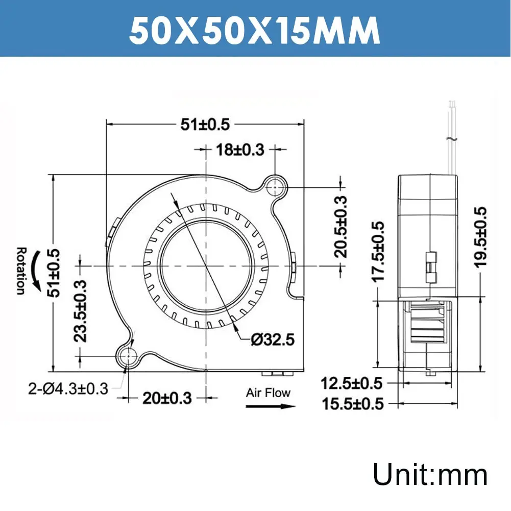 1/3/5 Stück 5015 Lüfter 24V 50mmx15mm Hochgeschwindigkeits-5015-Kühlventilator 2-Pin Doppelkugellager 8500 U/min für 3D-Drucker – Detail 2
