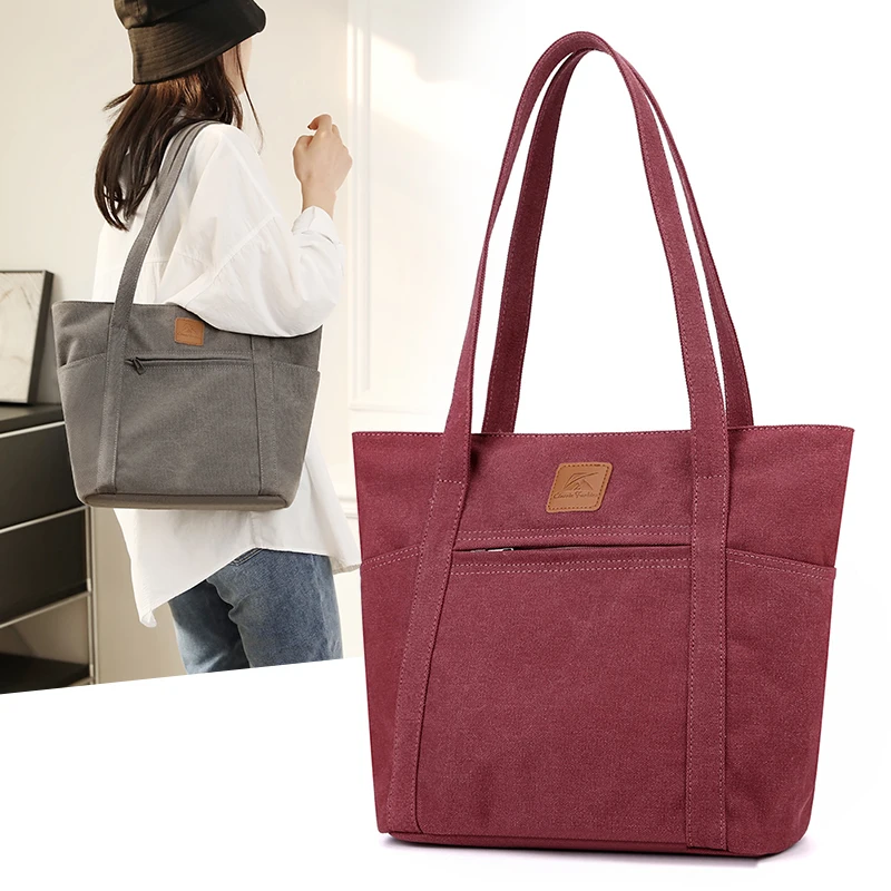 KVKY bolso de mano para mujer, bolsa de lona con hilo de coser de gran capacidad, bolso de sentido avanzado, práctico y conveniente, bolso de viaje para mujer