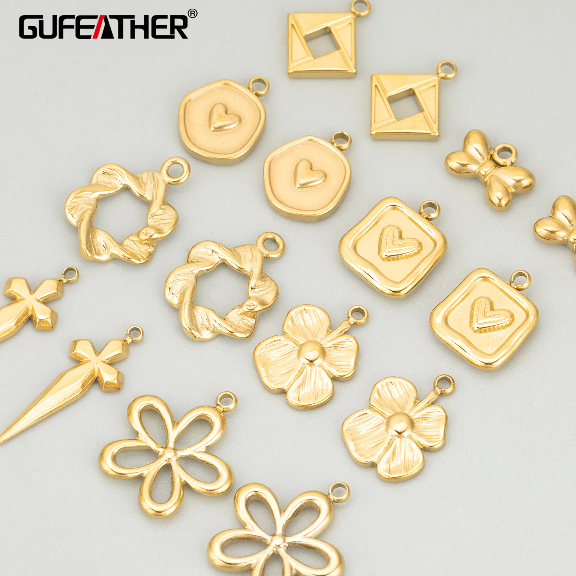 GUFEATHER MF06, accessori per gioielli, acciaio inossidabile 316L, senza nichel, fatti a mano, ciondoli, ciondoli fai da te, creazione di gioielli, 4 pz/lotto