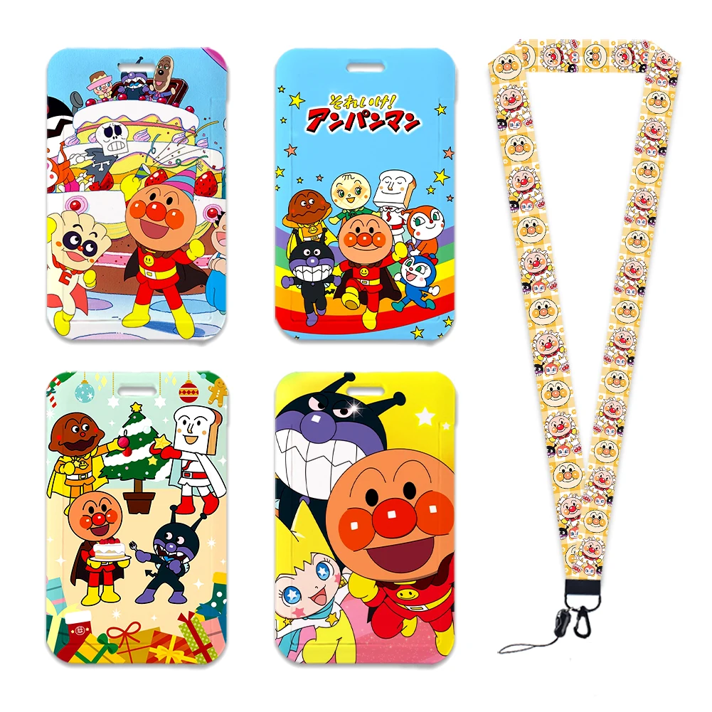 Kawaii Japanese Anime Bread Lanyard ID Credit Card Cover Bus Card Holder Charm Badge Holder For Keys Personalized Gift