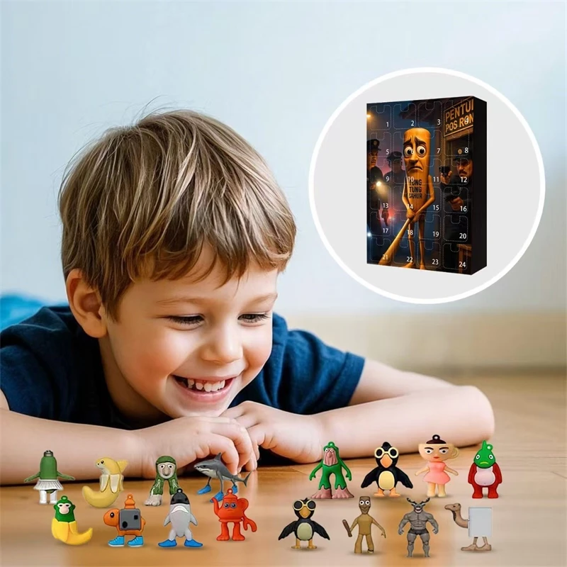24 Uds. Figura italiana de Brainrot Tung Sahur, caja ciega, figuras Tralalero, llavero acrílico, colgante, modelo divertido, juego coleccionable, regalo