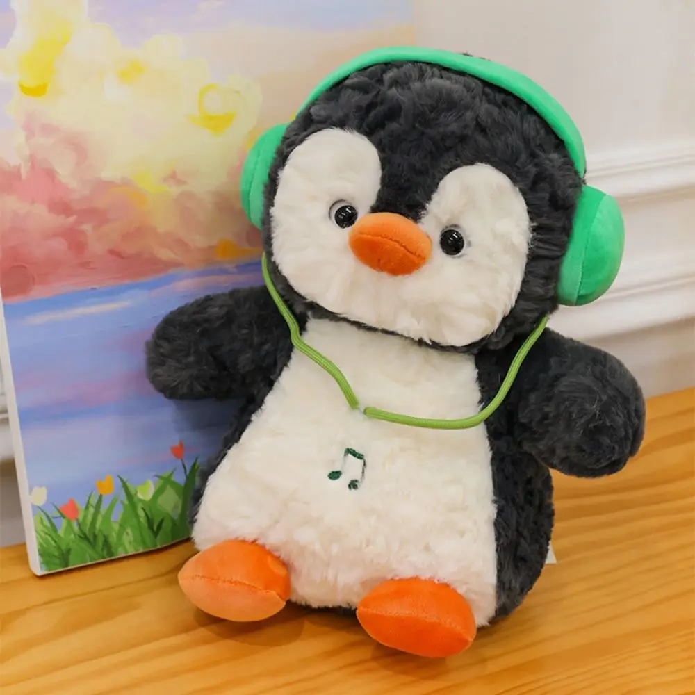 

PP Cotton Headphone Penguin Plush Toy Fluffy Interactive Penguin Doll Stuffed Animals Handmade Comfortable