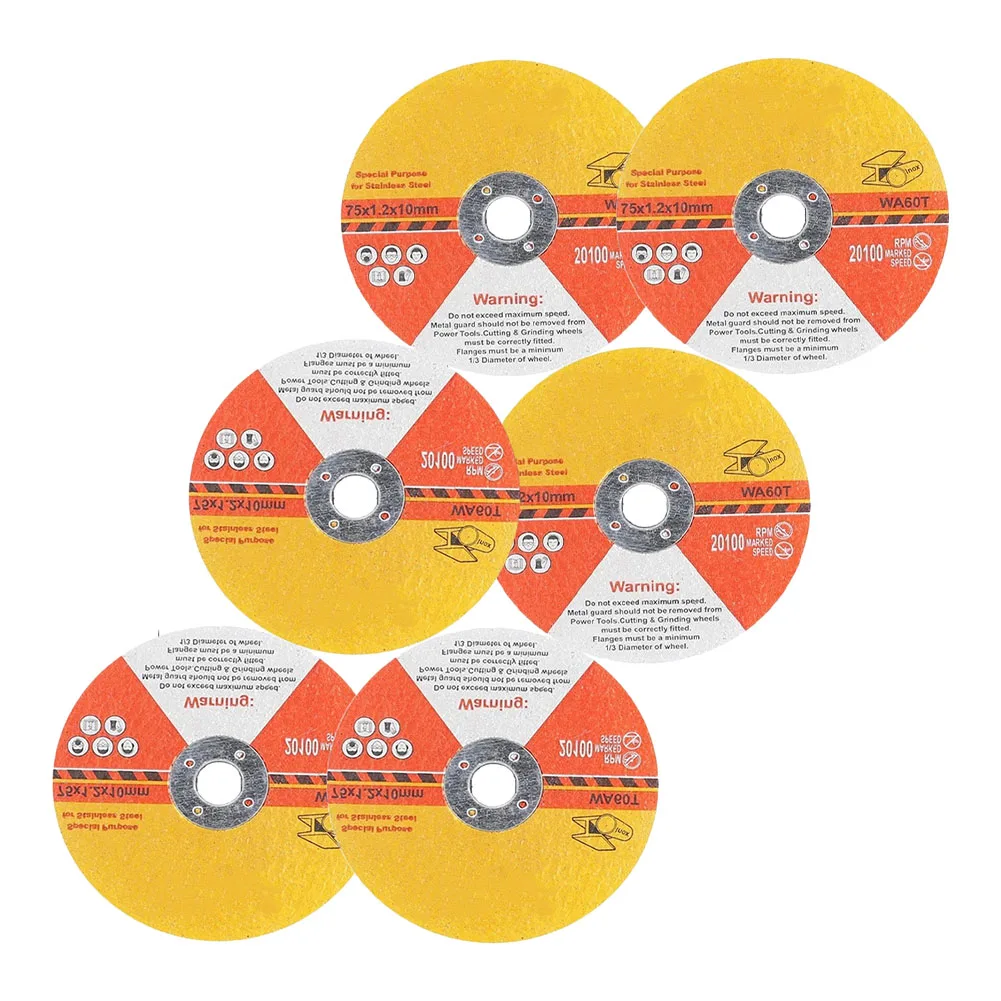 6pcs 75mm Circular Resin Saw Blade Grinding Wheel For Wood Steel Stone Cutting Discs Angle Grinder Power Tool Accessories