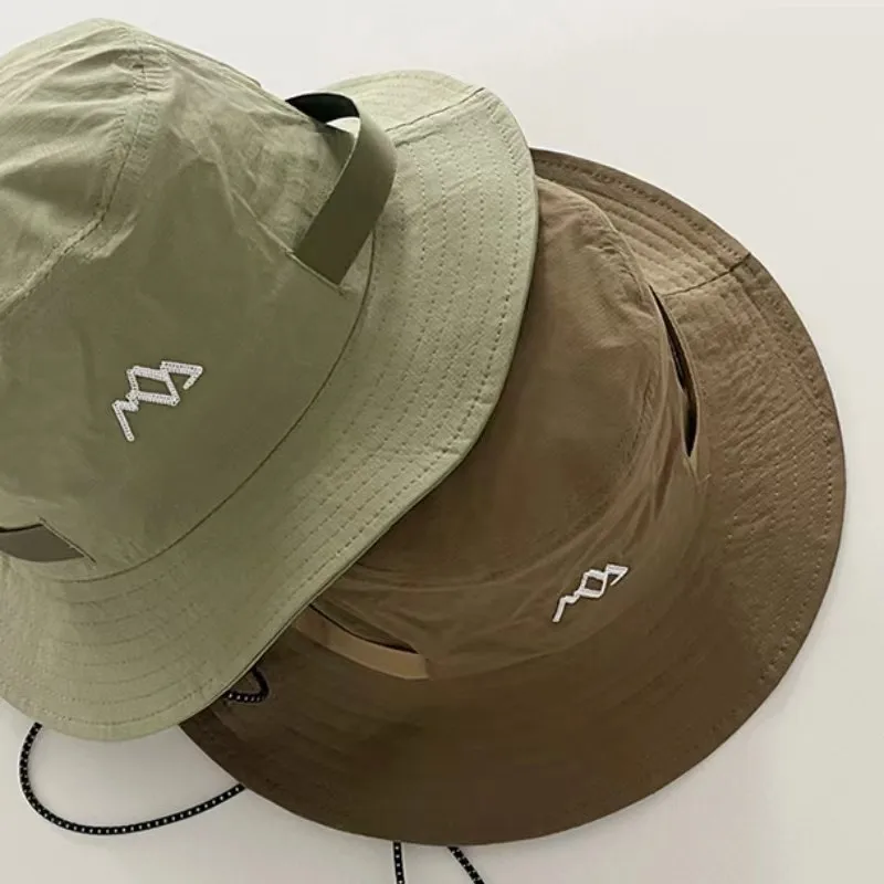 Drawstring outdoor mountaineering hiking travel sunscreen shade fisherman hat men and women summer camping