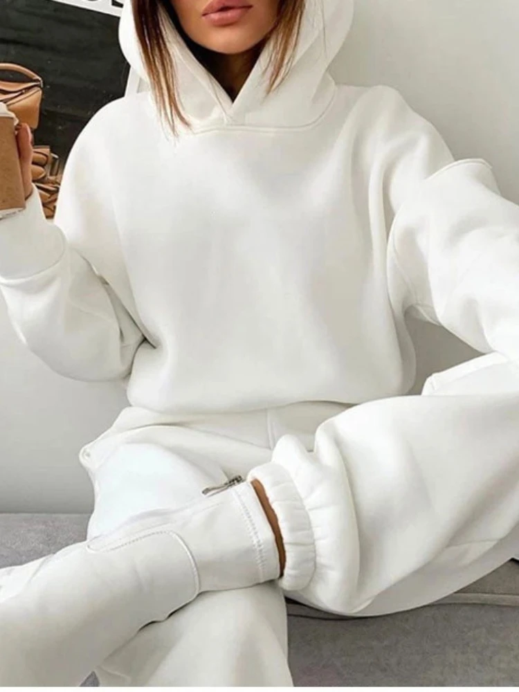 Spring Tracksuit Women Two Piece Set - Oversized Hoodie Sweatpants Solid Color Sportswear Suit |Casual Sweatshirt Trouser Set view 6