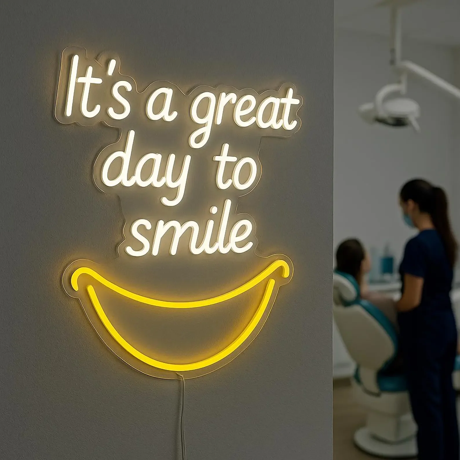 It's a Great Day to Smile Neon Sign. Dentistry Neon Decor. Dentist Office Neon Sign. Dental Clinic Neon Decor