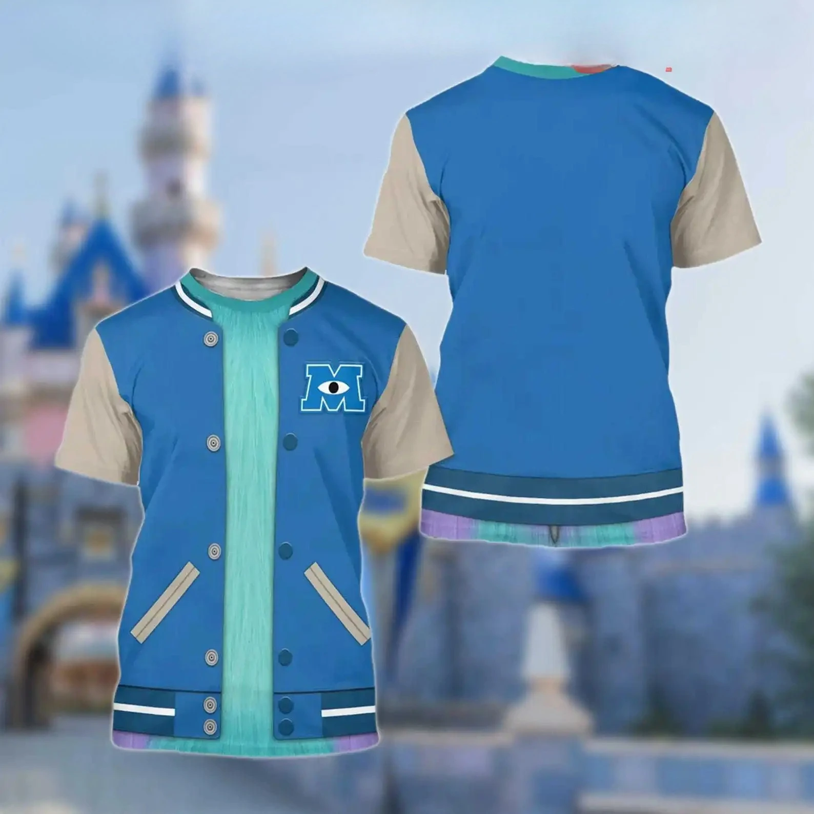 ديزني مونستر إنك تأثيري ثلاثية الأبعاد تي شيرت الرجال النساء الاطفال عادية كم قصير بلايز مايك سولي الصيف الكرتون المتضخم تي شيرت #5