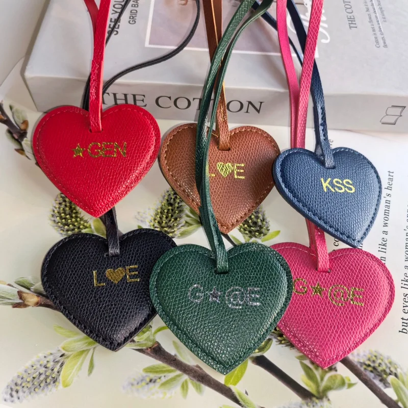 Customized Name Heart-shaped Pu Leather Single-Shoulder Bag Hanging Decoration Crossbody Bag Pendant Ornament Valentine Gift