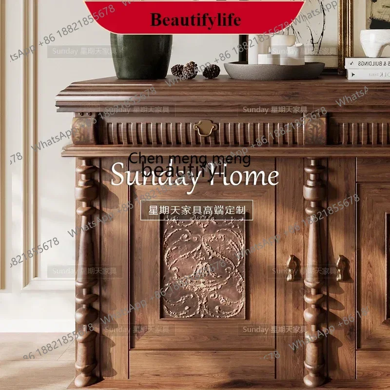 

G153 Medieval carved dining side cabinet French wood color locker carved living room entrance cabinet