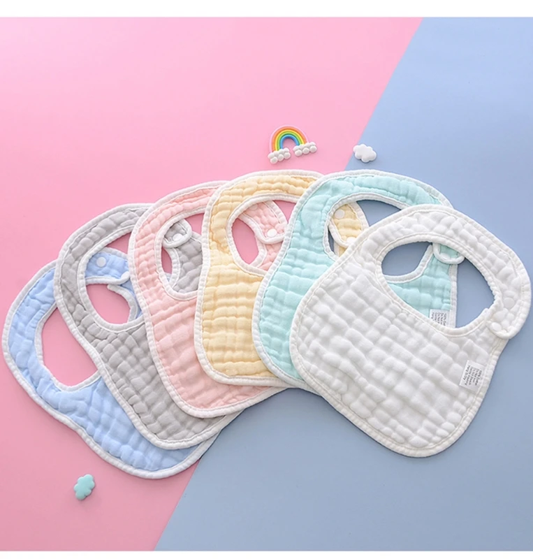 

Детские нагрудники для мальчиков и девочек, 6 шт., дышащий слюнявчик, нагрудник из ткани с регулируемой кнопкой-гвоздиком, бандана для кормления младенцев, Прямая поставка