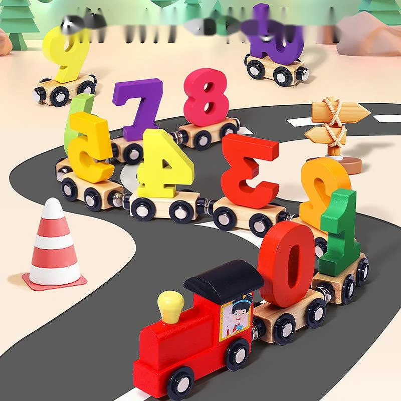 

Montessori Wooden Magnetic Digital Train Wooden Numbers EAccessories Ducational Letters Intelligence Toy Car Kids Gift