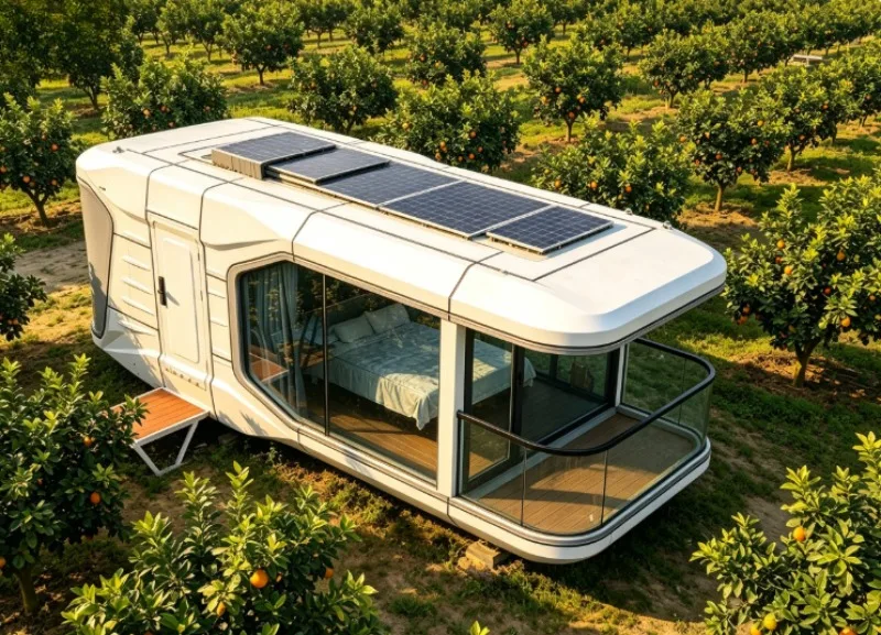 Modern Modular Capsule House With Aluminum Shell And Panoramic Low-E Glass For Glamping Resort Accommodation Projects