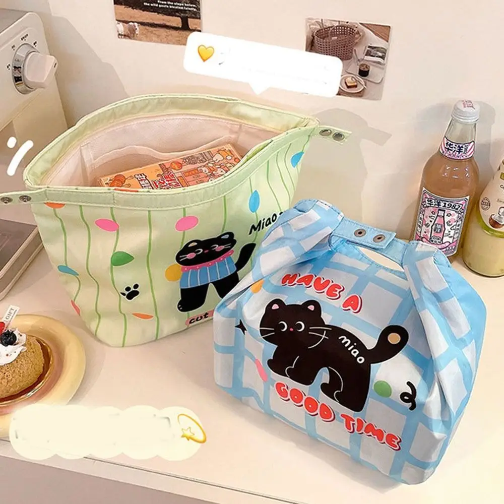 

Portable Cat Cute Thermal Lunch Bag Large Capacity Waterproof Food Storage Pouch Lightweight Zipper Cosmetic Bag Picnic