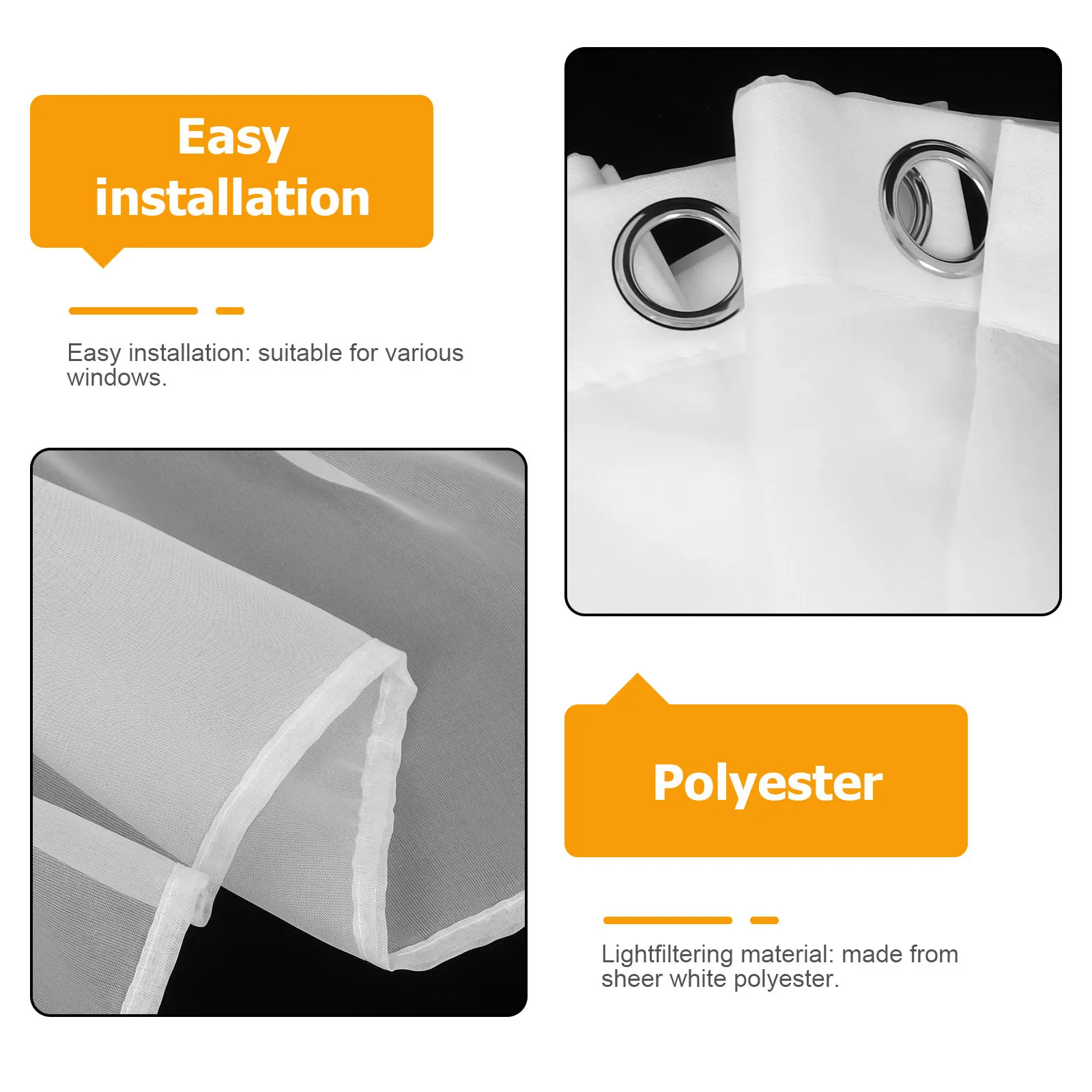 Sheer Curtain for Door Window Balcony Bedroom Kitchen Short Sheer Curtains Semi-Blackout Light Filtering Polyester Drapes