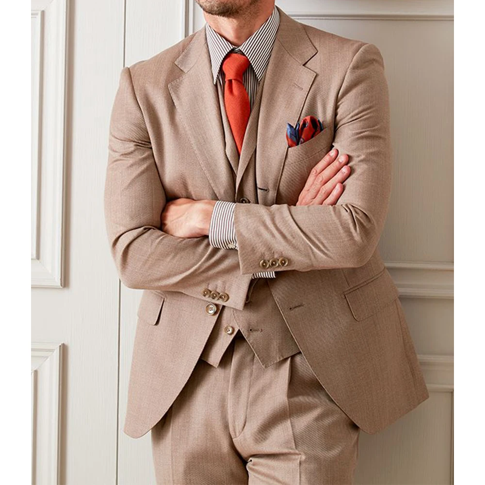 

Men Suit 3 Piece Set Single Breasted Slim Fit Stylish Formal Blazer Vest Pants Elegant Office Wedding Suit Comfortable Mens Suit