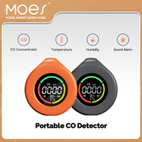MOES Mini Carbon Monoxide Detector 3-in-1 Portable CO Temp Humidity Meter Travel Magnetic Suction Rechargeable 120h Standby
