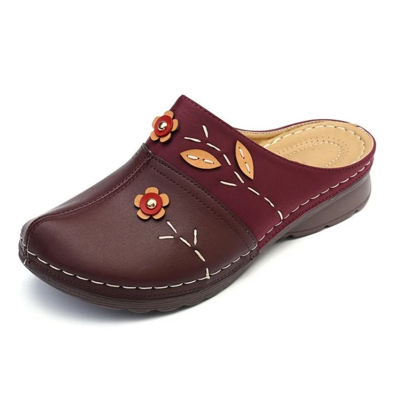 Women Slippers 2024 New Summer Flat Round Toe Sandals Retro Comfy Mary Jane Shoes Slippers Women Casual Comfortable Slides Women