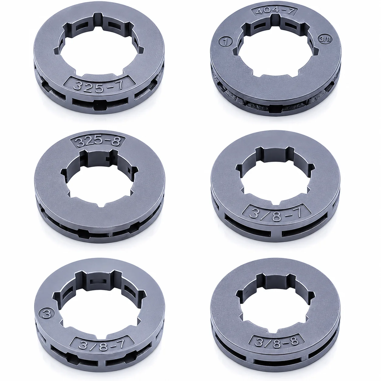 6Pcs Rim Sprocket Set 3/8 7T 8T .325 7T 8T .404 7T For Husqvarna Stihl Chainsaw Trimmer OEM 000 642 1249 Replacement Parts