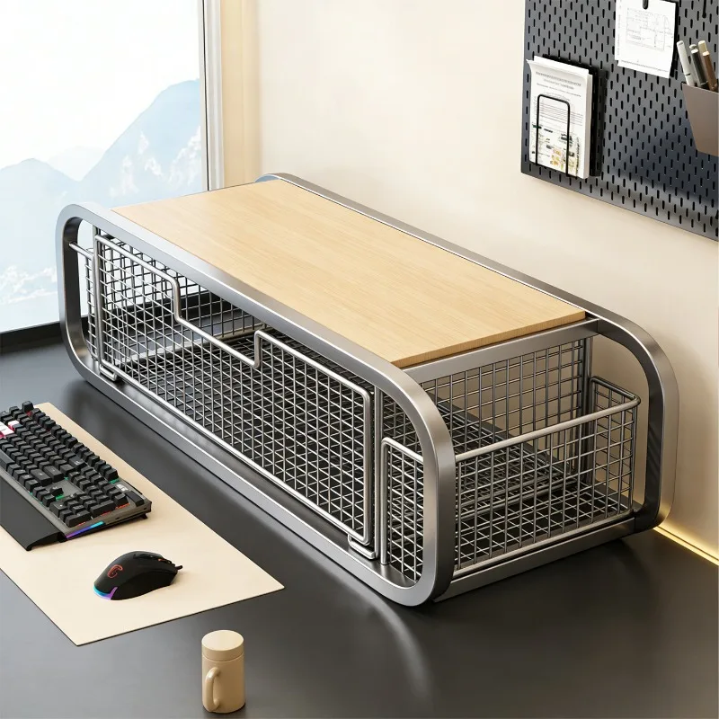 Desktop Monitor Riser Drawer Storage Bracket Keyboard Tray Screen Heighten Base Office Computer Desk