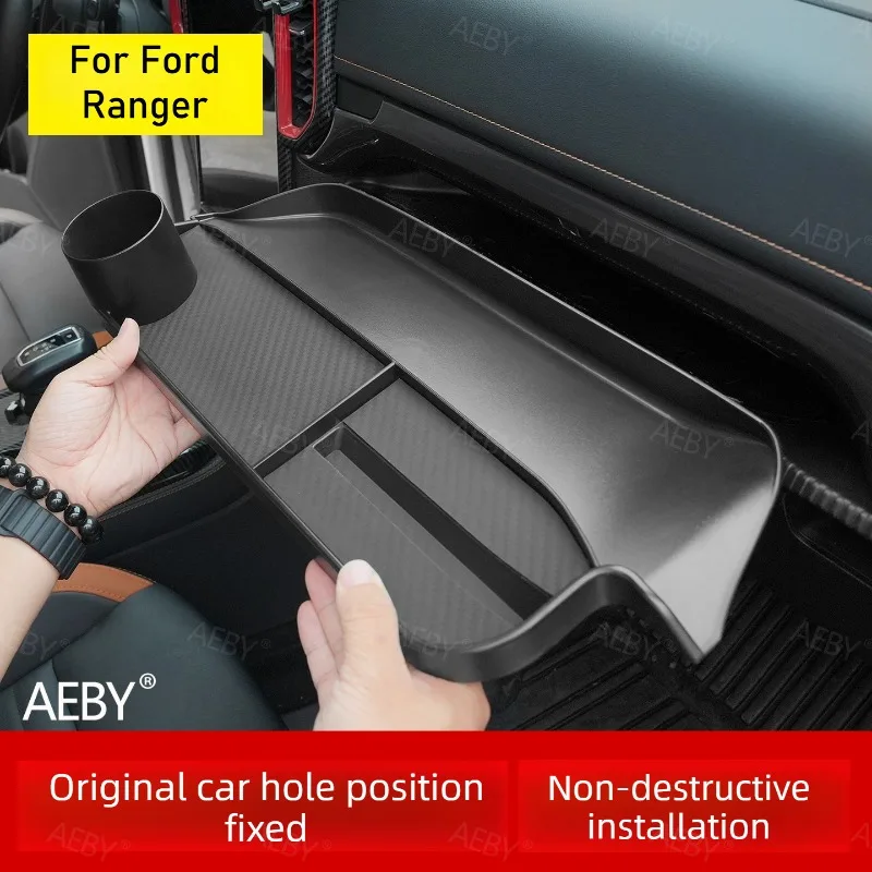 For Ford Ranger 2022-2026 car cup holder tray table,Seat gap filler storage box,Storage box multifunctional table stand,interior