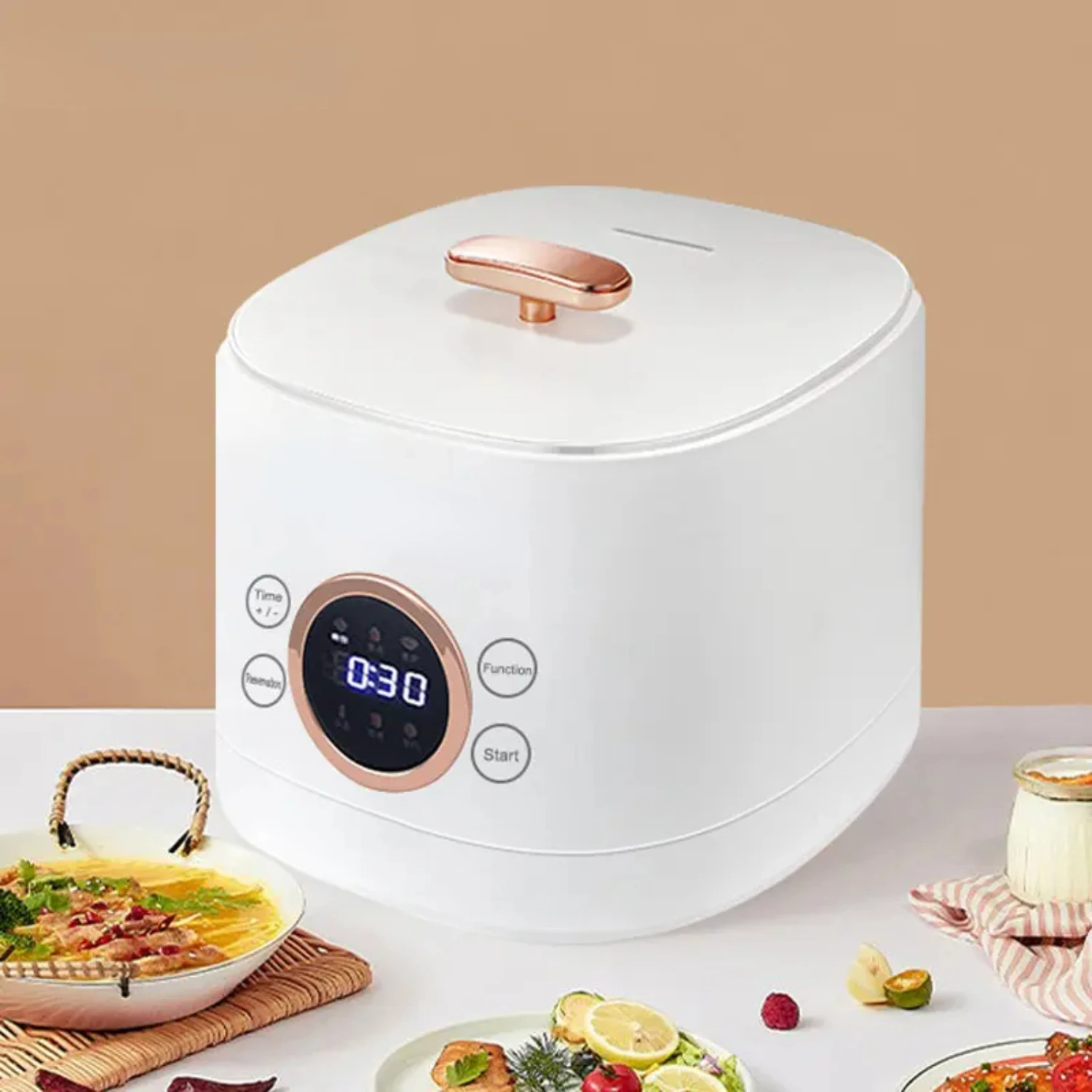 

New Multi-functional Smart Non-stick Mini Rice Cooker, 2L Capacity, Ideal for Household Kitchen and Dormitory Use, Convenient Co