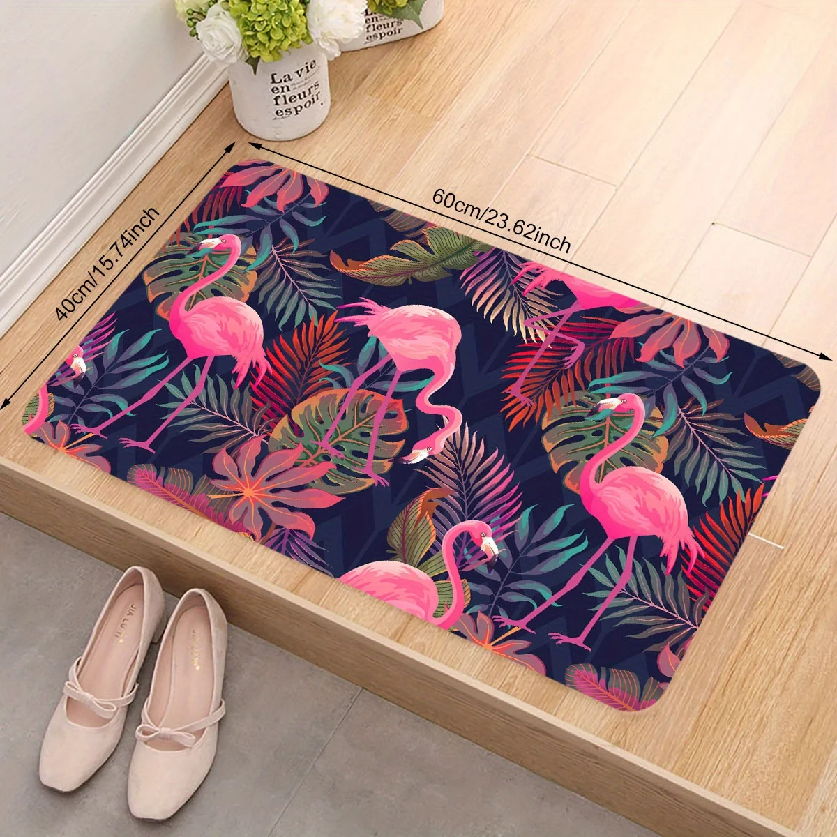 1pc Tropical Forest Flamingo Element Printed Floor Mat | Polyester Soft Floor Mat for Indoor and Outdoor Entrance Floor Mat
