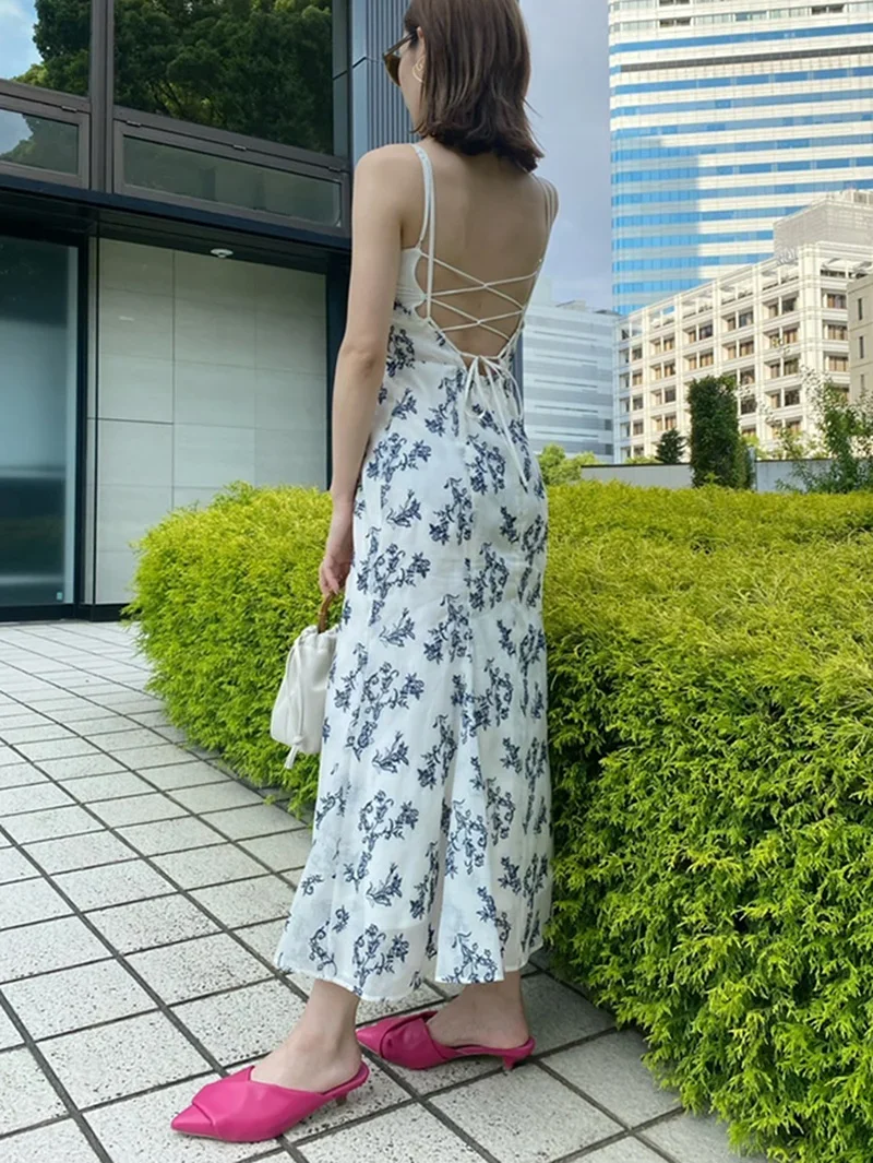 

Japanese Elegant O-neck Sleeveless Thin T-shirts+ Vintage V-neck Embroidery Bodycon Sexy Fishtail Dress Women Two Piece Sets