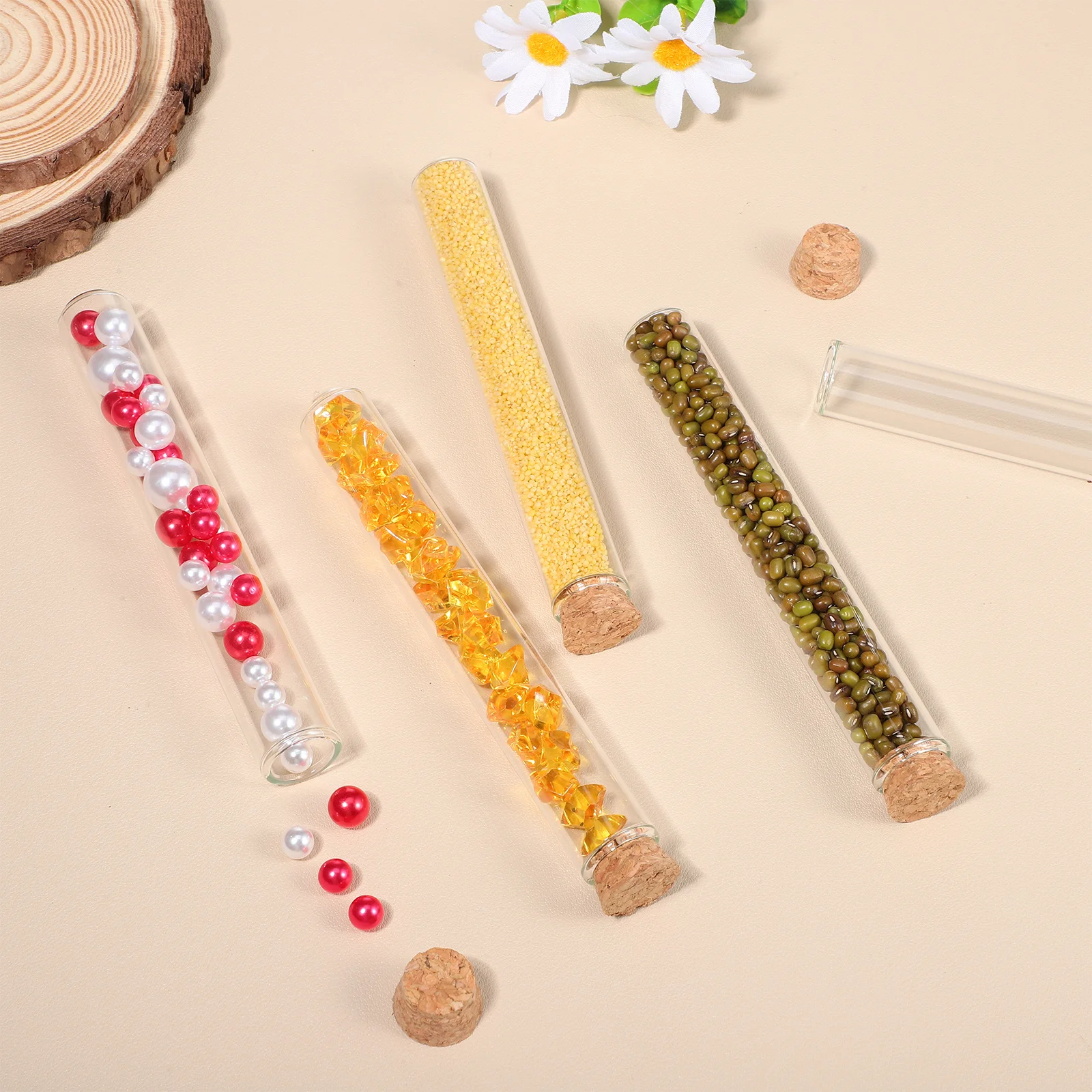 

16Pcs High Borosilicate Test Tubes Cork Stoppers Glass Tubes Lab Funnels Brushes Science Experiments Glass Tube