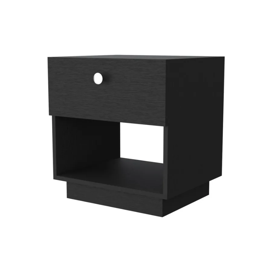 Peyton 2-teiliges Schlafzimmer-Set, Schrank + Nachttisch, Schwarz