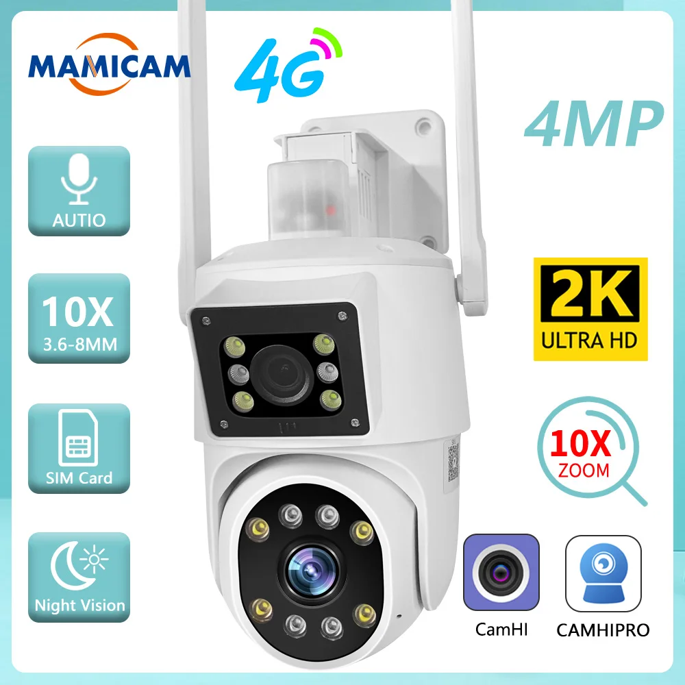 4K/8MP WIFI IP Camera PTZ 4MP Video Surveillance Cameras Outdoor Dual Lens 3.6mm-8mm 10X ZOOM Alarm Color Night Camhipro