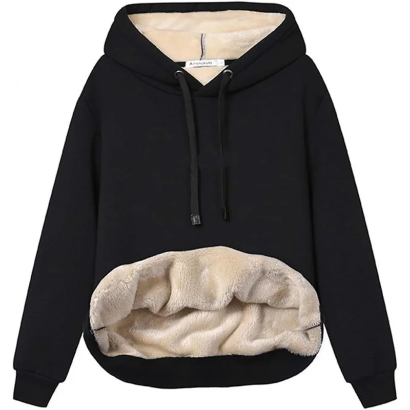 

Haellun Womens Casual Winter Warm Fleece Sherpa Lined Pullover Hooded Sweatshirt