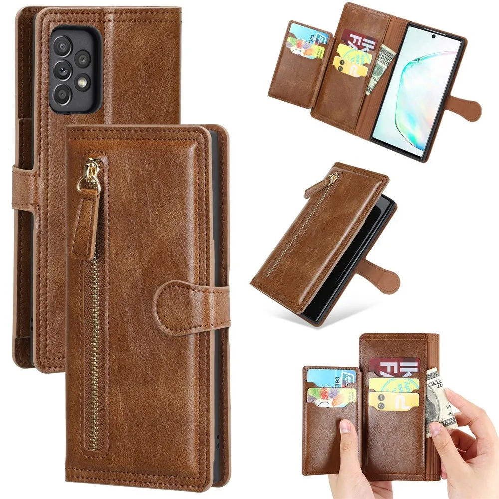 

Samsung Galaxy a52s leather wallet case with zipper and card holder, 6.5 inch, A52 S, A52 S, sm-a528b