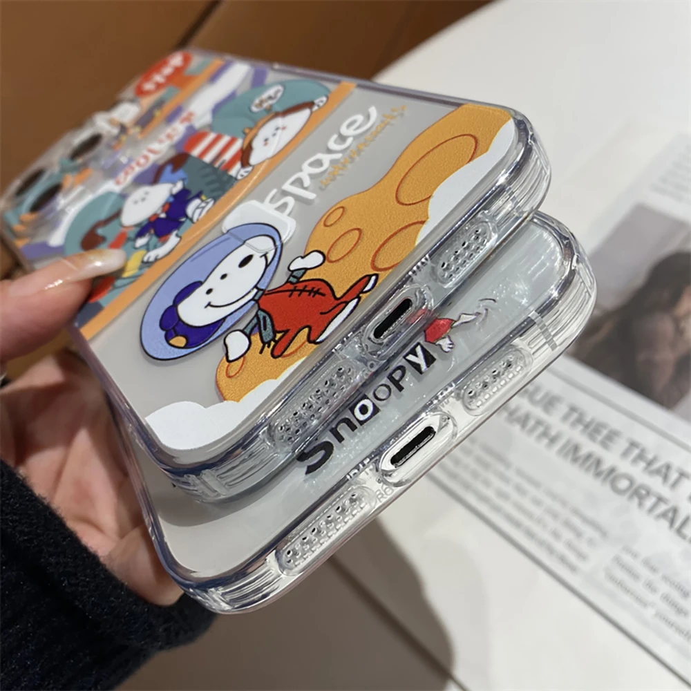 Cartoon Snoopies for Magsafe Magnetic Bracket Phone Case for IPhone 16 15 14 13 12 11 Pro Max Plus Anti-fall Clear Back Cover