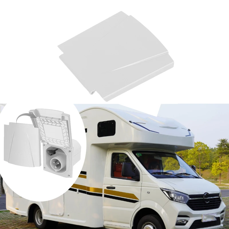 

White Outdoor RV Electric Hook Up Socket Flap Lid Cover Replacement Plastic Built-In Caravan Motorhome Camper Van Accessories