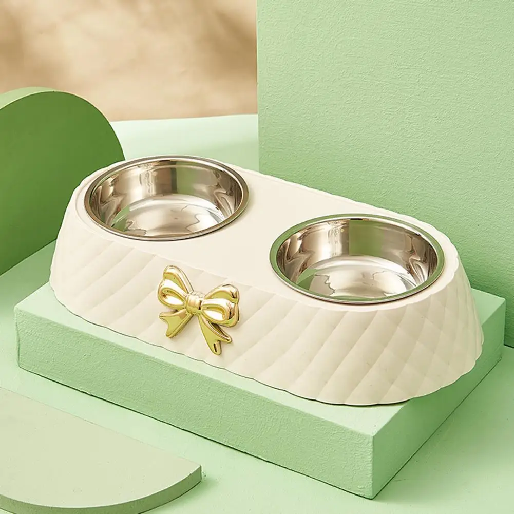 Anti-deformed Pet Water Bowl Pet Accessory Cat Food Bowl Bow-knot Dog Cat Feeder Double Bowls Store Food