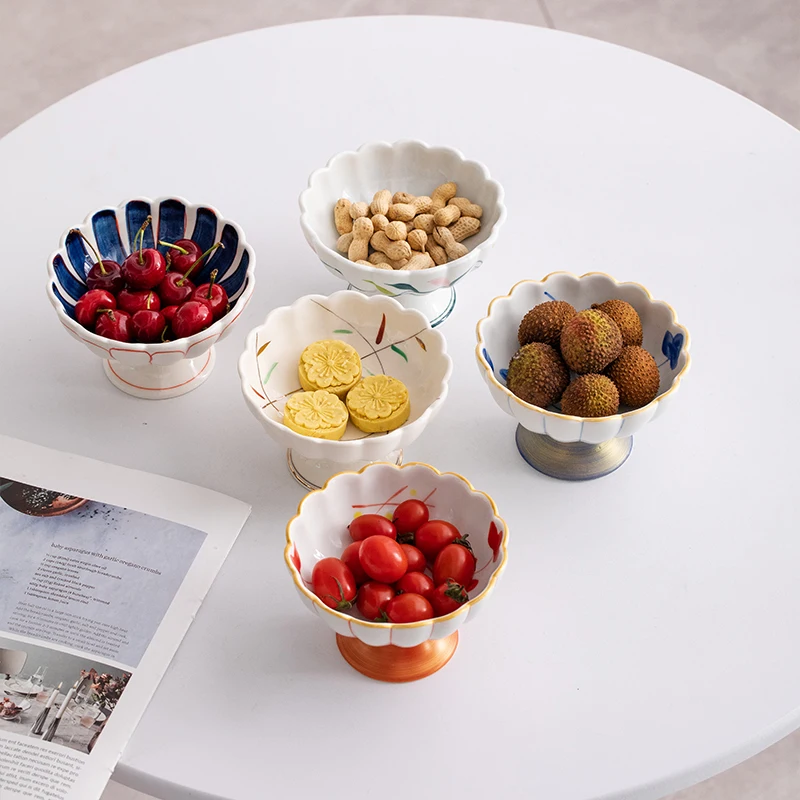 

Japanese-style modern multi-colored pastry plate, tall small-sized exquisite tea set plate, tall conical dessert plate.