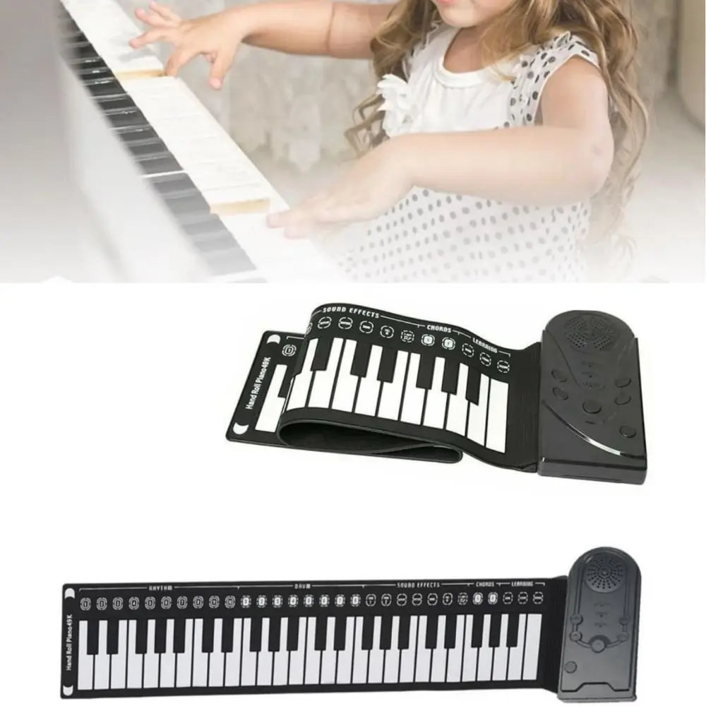 Rechargeable Hand Roll Portable Piano ABS Flexible Silicone Keyboard 49 Keys Roll Up Piano Music Instrument