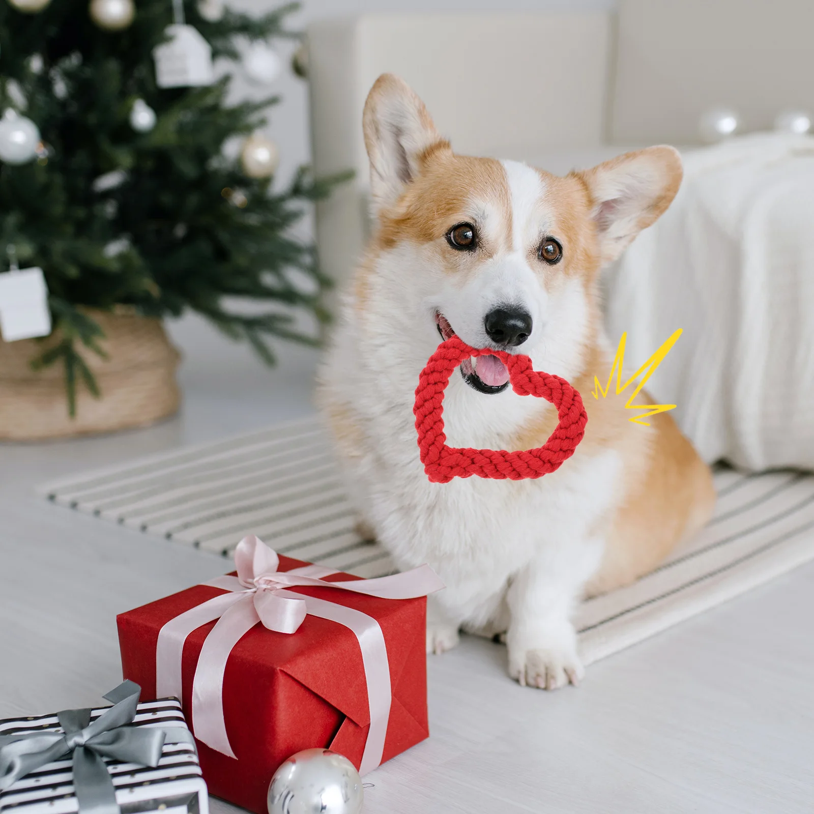 

4 Pcs Heart shaped Squeaky Chew Toys for Small Dogs Pet Supplies Clean Teeth Grinding Love Circle Dog Toy Pet Sound Interactive