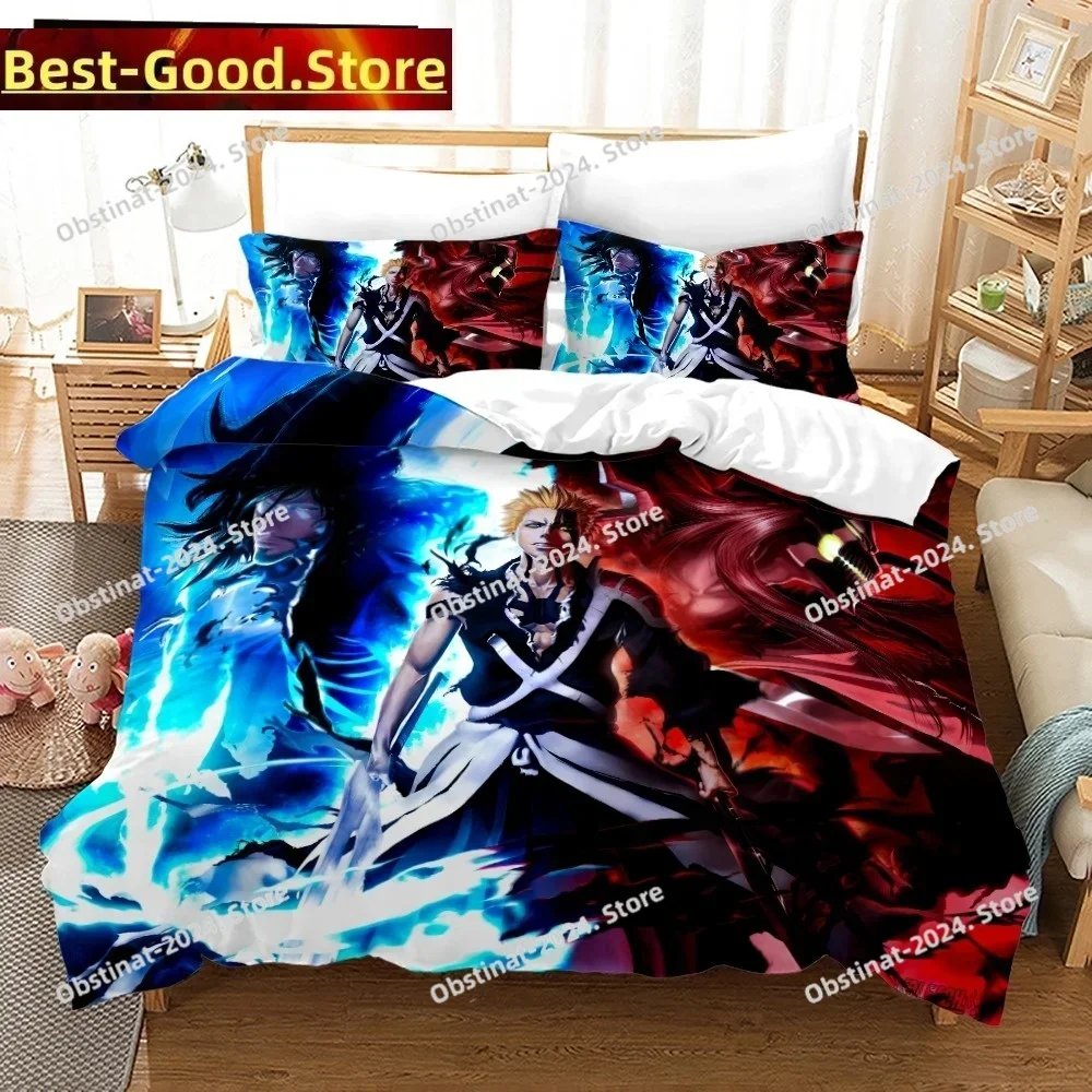 NEW Bleach Academia Anime 3D Printing Comforter Bedding Set,Duvet Cover Quilt Cover Pillowcase,King Queen Size Bedding Set Kid